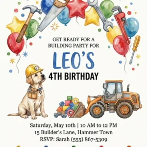 construction birthday invitation