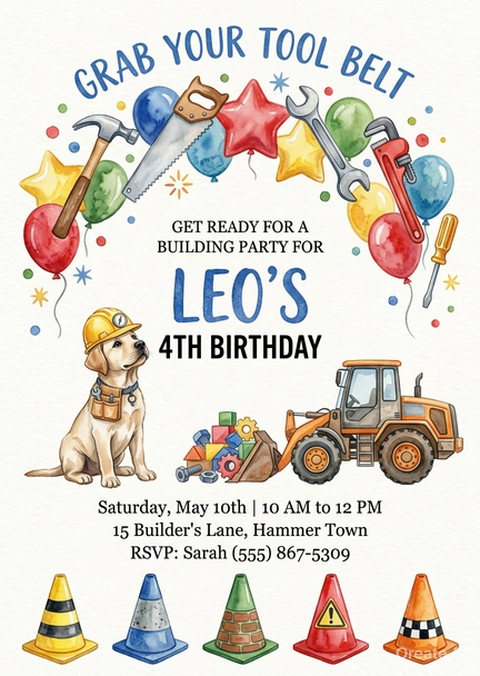 construction birthday invitation