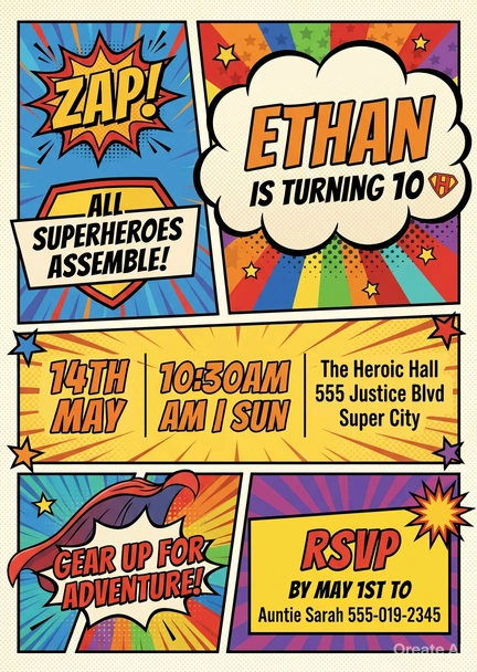 superhero birthday invitation
