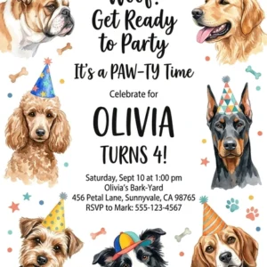 puppy birthday invitation