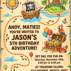 treasure map birthday invitation