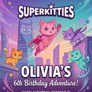 superkitties birthday invitation