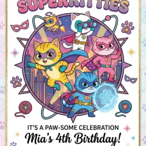 superkitties birthday invitation