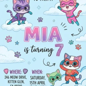 superkitties birthday invitation