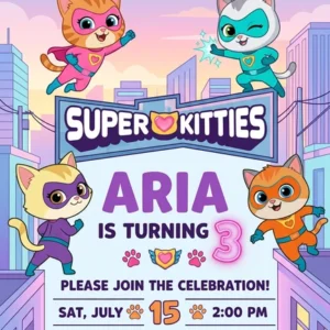 superkitties birthday invitation