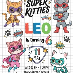 superkitties birthday invitation