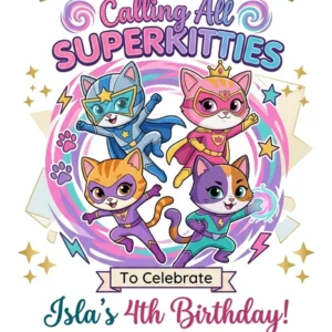 superkitties birthday invitation