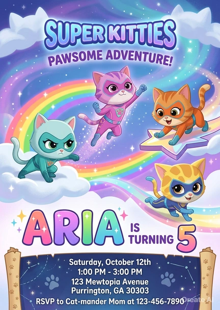 kitties birthday invitation