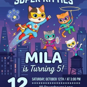 superkitties birthday invitation