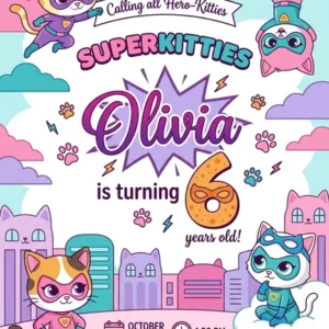 superkitties birthday invitation