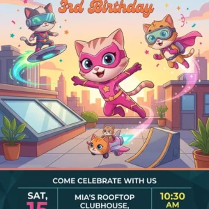 superkitties birthday invitation