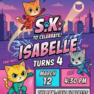 superkitties birthday invitation