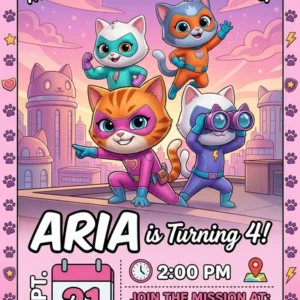 vitation super kitty superkitty birthday invitation