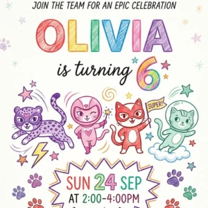 vitation super kitty superkitty birthday invitation