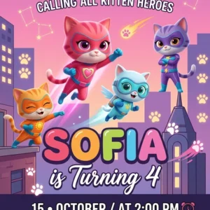 tation super kitties superkitty birthday invitation