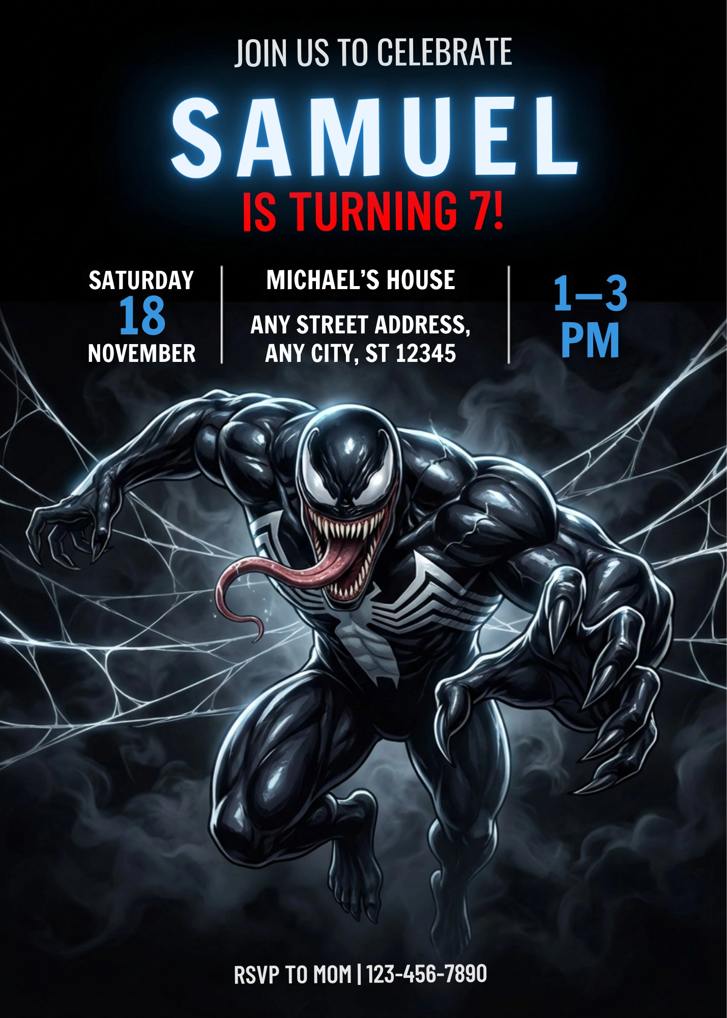venom birthday invitation