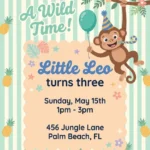 curious george pink version birthday invitation
