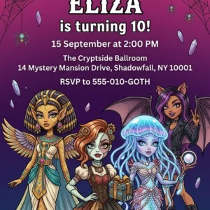 monster girl birthday invitation