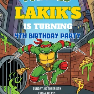 ninja turtles birthday invitation