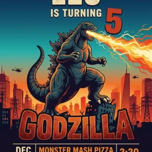 godzilla birthday invitation
