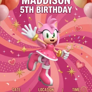 amy rose sonic birthday invitation