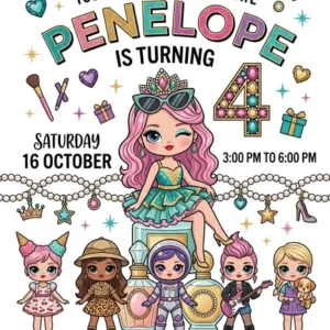little doll birthday invitation