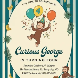 curious george birthday invitation
