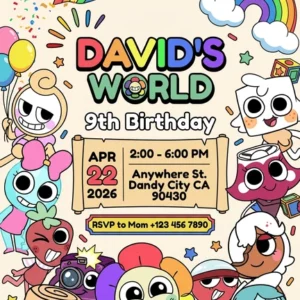 dandys world birthday invitation