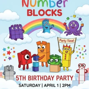 number blocks birthday invitation