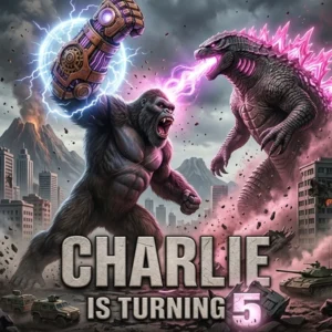 godzilla x kong kids birthday invitation