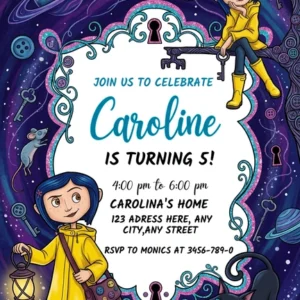 coraline birthday invitation
