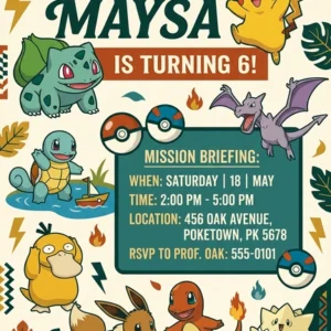 pokemon birthday invitation