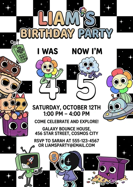dandy’s world birthday invitation