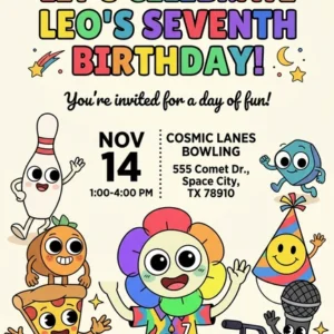 editables dandys world birthday invitation