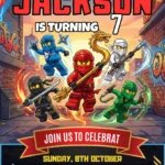 ninja turtle kid invitation
