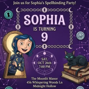 coraline birthday invitation
