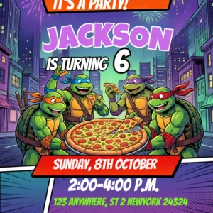 ninja turtles birthday invitation