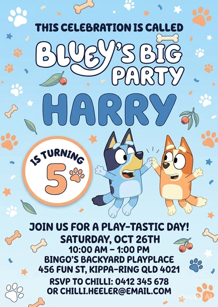 bluey birthday invitation