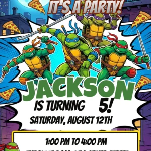 ninja turtles mutant mayhem birthday invitation