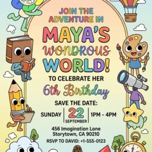 world dandy twisted toon birthday invitation