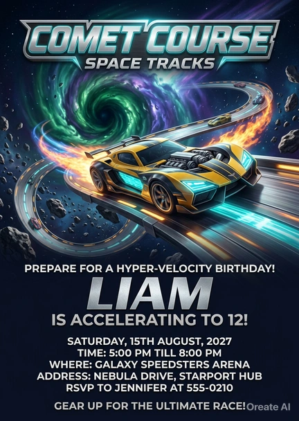 race cars birthday invitation