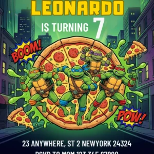 ninja turtles birthday invitation