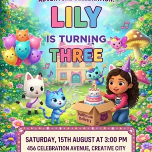 gabby 39 s dollhouse birthday invitation