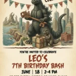 godzilla birthday invitation