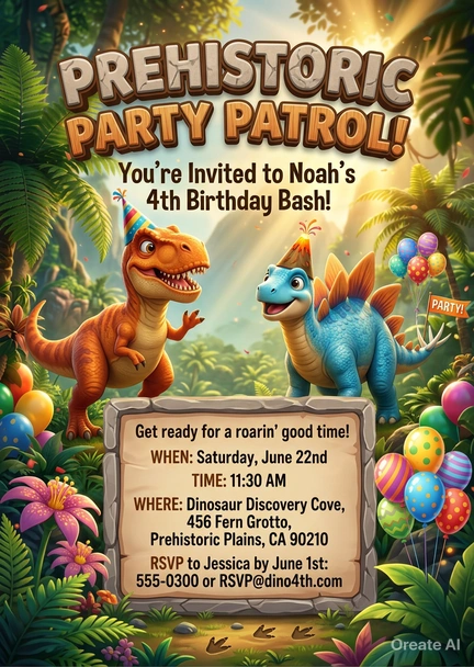 dinosaur birthday invitation