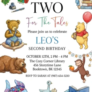 for the books first birthday invitation