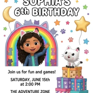 gabbys dollhouse birthday invitation