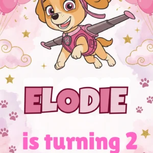 pink paw patrol birthday invitation
