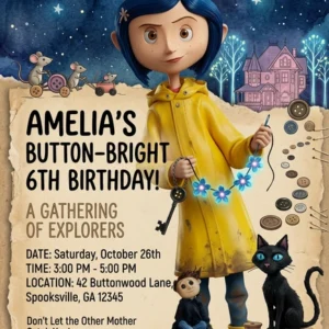 coraline canva coraline birthday invitation