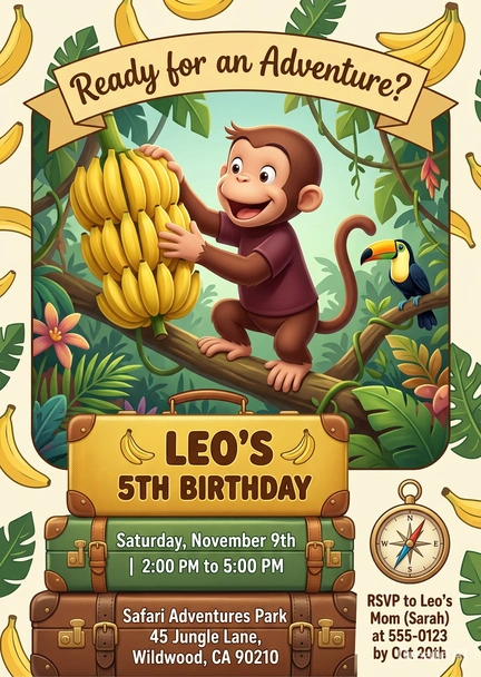 curious george birthday invitation